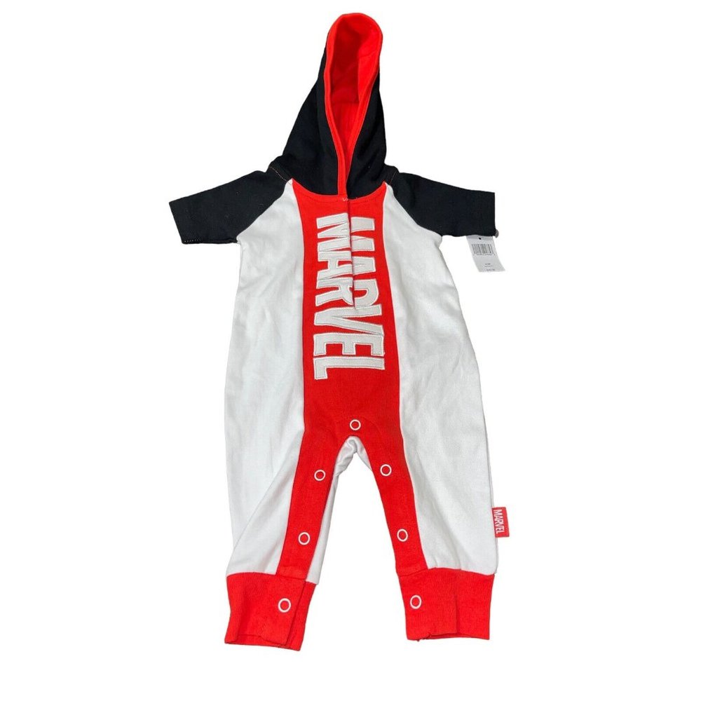 DISNEY MARVEL Baby Boys 0-3 Months One Piece Hooded Bodysuit Retail $29.…